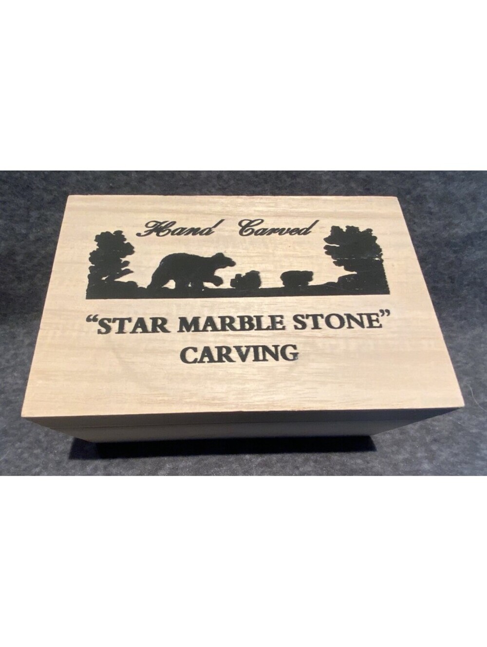 Star Marble Bear-Canadian Hand Carved Wildlife Souvenir-Marble Bear w/Jade Fish